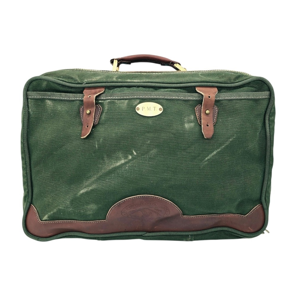 Vintage Orvis Battenkill Bag Travel Weekender‎ Pique Canvas Green Leather Large